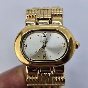 Premier Designs Cuff Band Women's Watch 6" Gold Dial Gold‎ Bracelet New Battery